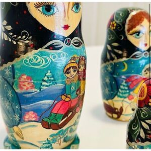 Vintage Hand Painted Nesting Dolls Signed